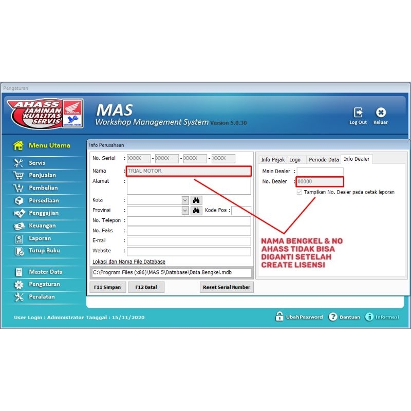 Software Bengkel MAS AHASS Unlimited