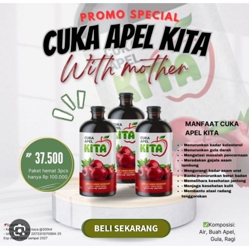 

Cuka Apel KITA cuka Apel produk baru kemasan beling 300ml beli 3 harga 100rb