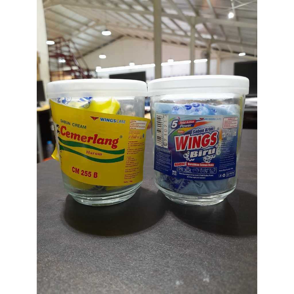 SABUN CREAM WINGS BIRU & CEMERLANG - GELAS KECIL
