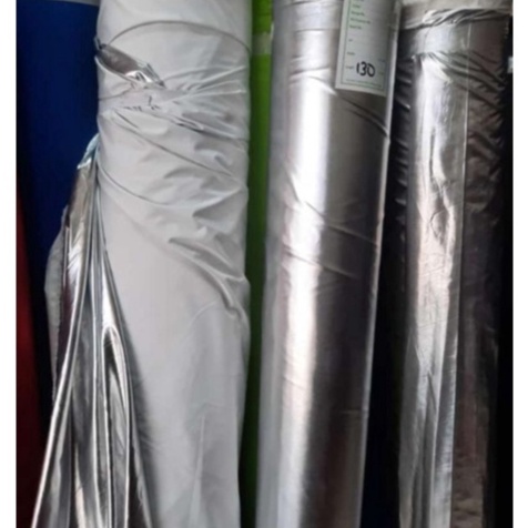 Paling Laku kain parasut Korea bahan Despo kain impor silver metalik glossy