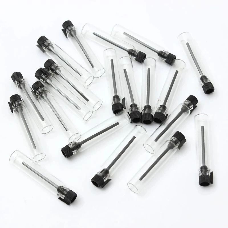 BOTOL VIAL KACA 2 ML BENING TUTUP HITAM TESTER SAMPLE PARFUME STICK PANJANG