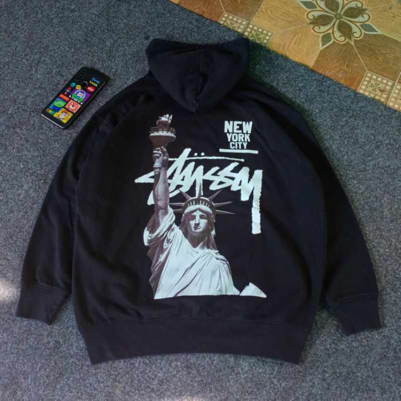 Hoodie Stussy New york city Art Liberty Second original, stussy world tour,