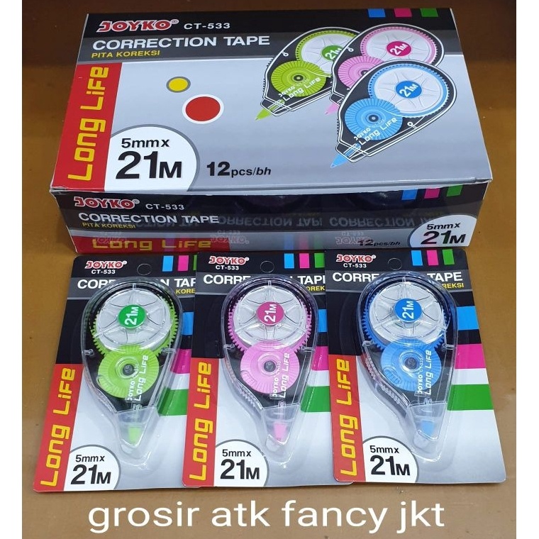 

CT 533 Tipex Kertas Correction Tape Pita Koreksi Penghapus Joyko CT-533 ( 21 meter x 5 mm ) cocok untuk Trondol Moge Jumbo