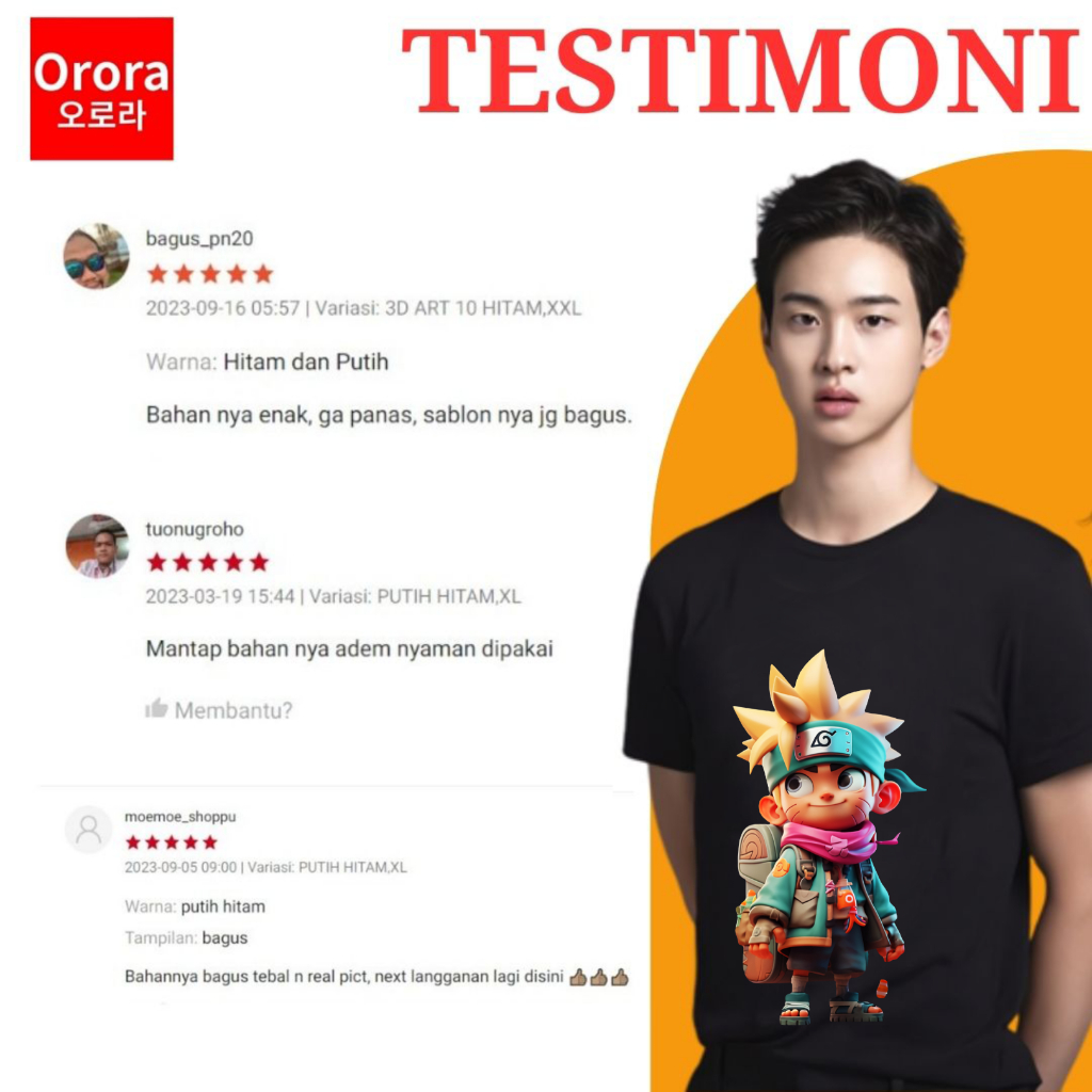 Orora Kaos Anime Naruto AI 3D Baju Pria Distro - Baju Atasan Sablon High Quality Pria Warna Hitam Putih Ukuran S M L XL XXL XXXL keren Original or3d 114-6