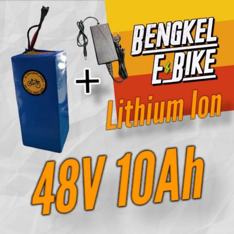 Battery Sepeda Listrik 48V 10Ah Ebike baterai lithium+Charger