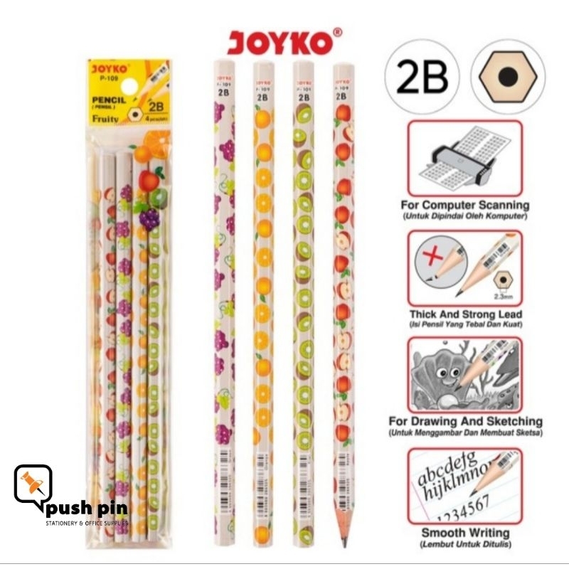 

Joyko Pencil Pensil P-109 2B Fruity 1 Set 4 Pcs