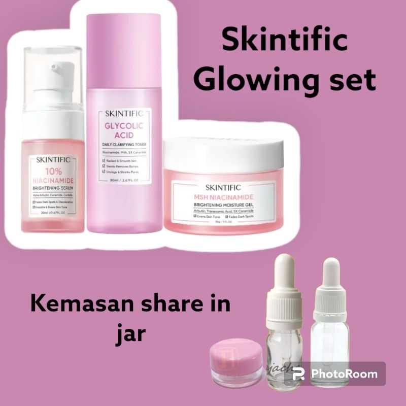 SKINTIFIC paket 3 in 1 /paket skintific glowing /paket acne skintific /share in jar