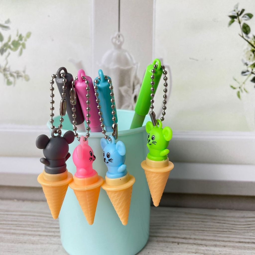 

PULPEN GANTUNGAN TIKUS ICE CREAM PG-1051 pen gel mainan tikus pena bolpen gel es krim perlegkapan atk sekolah COD