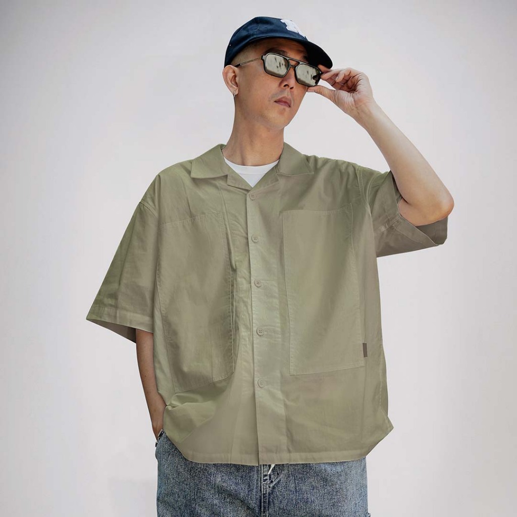 Kemeja Bowling Oversize Yaba Shirt Sage Green