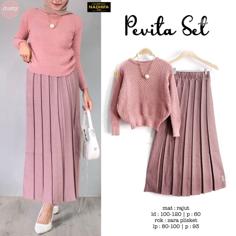Pevita Set Bahan Rajut mix Zara Plisket