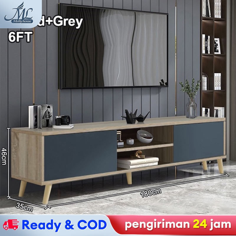 lemari TV kayu solid Lemari TV 180Cm Lemari TV Kayu multifungsi Lemari TV yang indah Dudukan TV mult