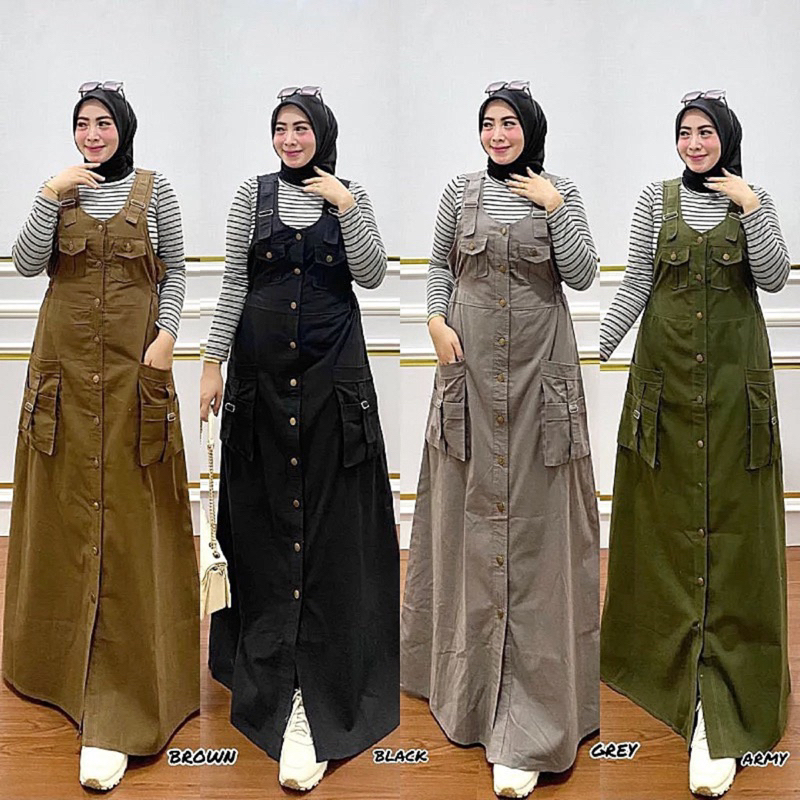 OVERALL WANITA OVEROL DRESS CARGO KIMPUL GAMIS PEREMPUAN BAJU KODOK WANITA JUMSWIT
