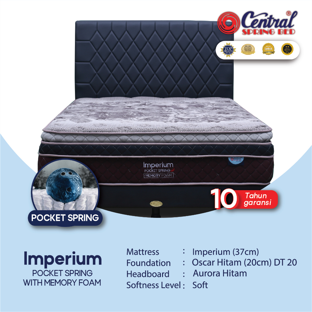 Kasur Springbed Central Imperium Memory Foam - pocket spring bed plushtop pillowtop