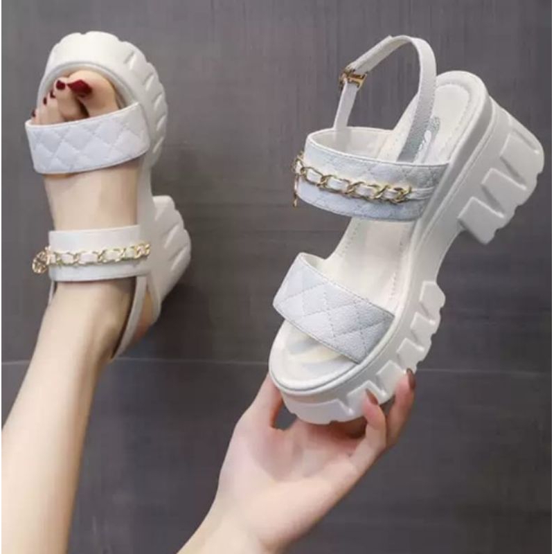 EXCLUSIVE SANDAL WEDGES WANITA TALI FLATFORM HITS WEDGES KOREA TERBARU