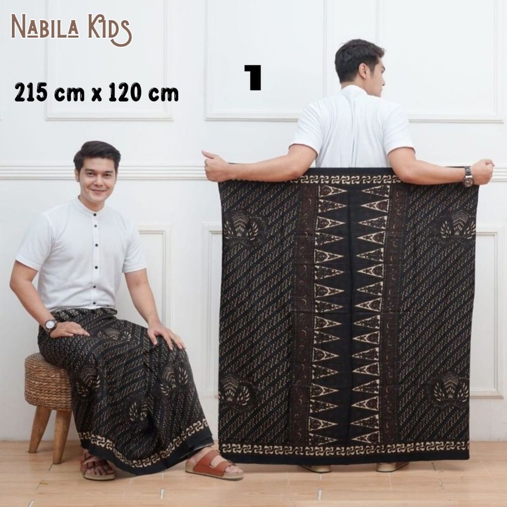 Sarung Batik Lasem Santri Putra Premium Wayang Ukuran 215 x 120 cm