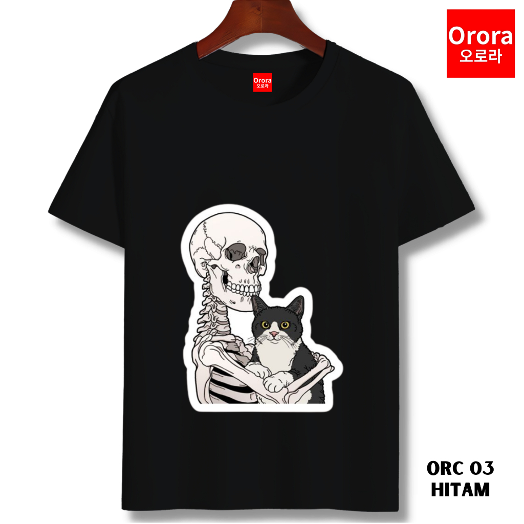 ORORA T-shirt Cat | ORC-03 | Kaos Distro Premium | Baju Atasan Pria-Wanita Ukuran S, M, L, XL, XXL, XXXL Nyaman Untuk Segala Aktivitas