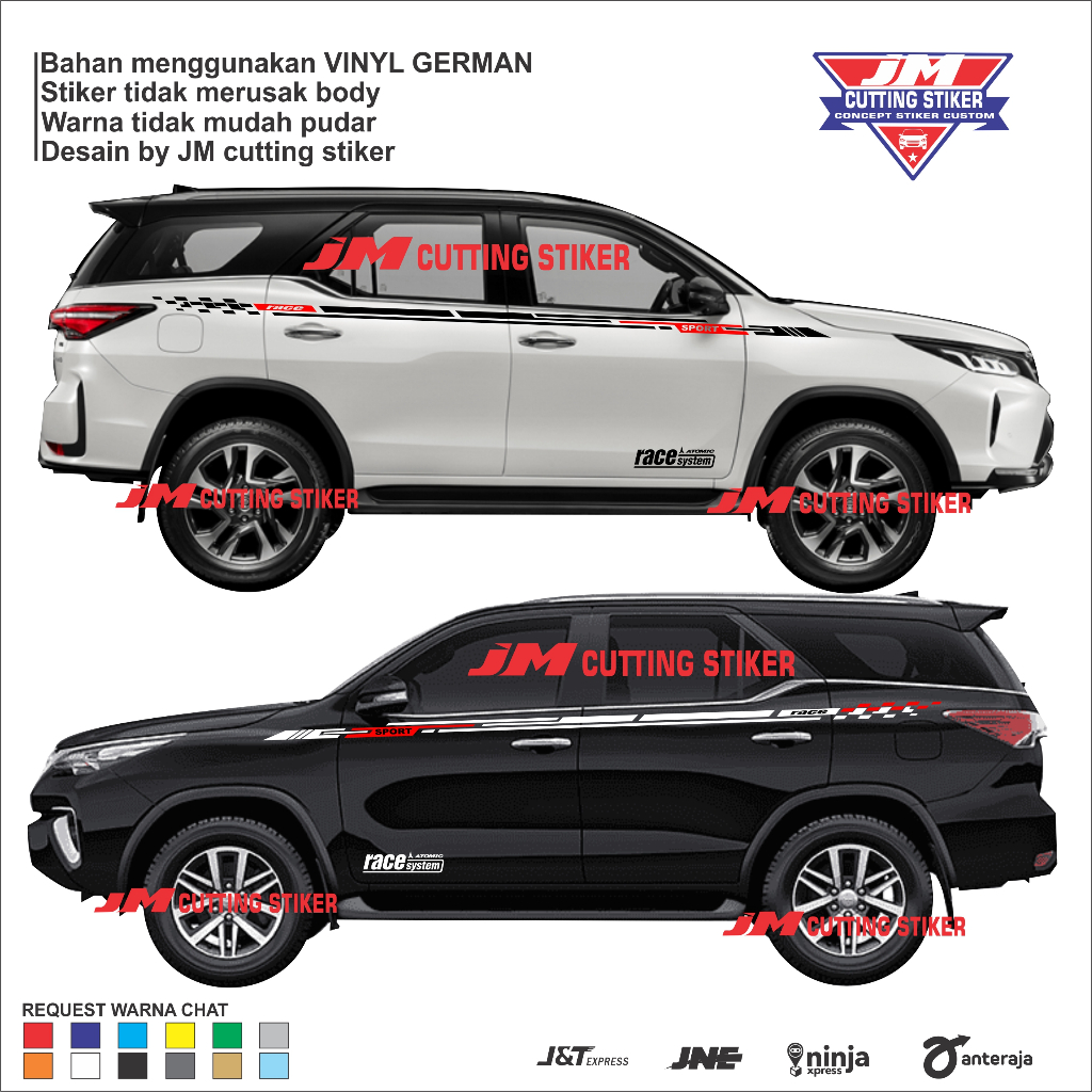 Stiker mobil toyota fortuner cutting stiker striping body fortuner stiker list mobil fortuner