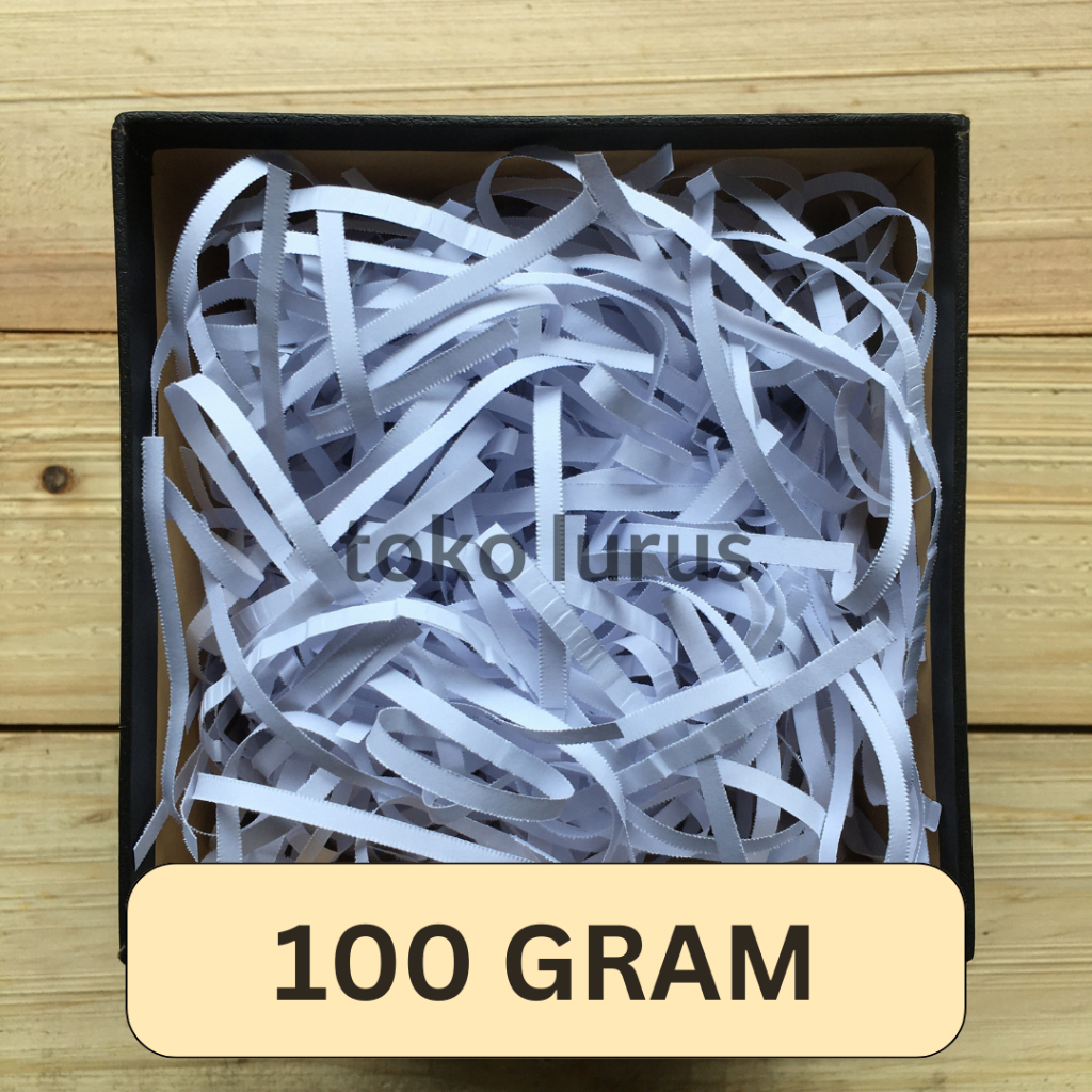 

Shredded Paper Putih Strip Cut 100 Gram cocok untuk Hampers Kado