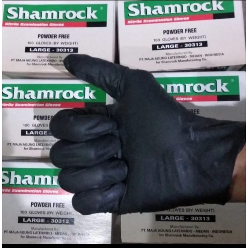 Handscoon nitril hitam shamrock/sarung tangan hitam