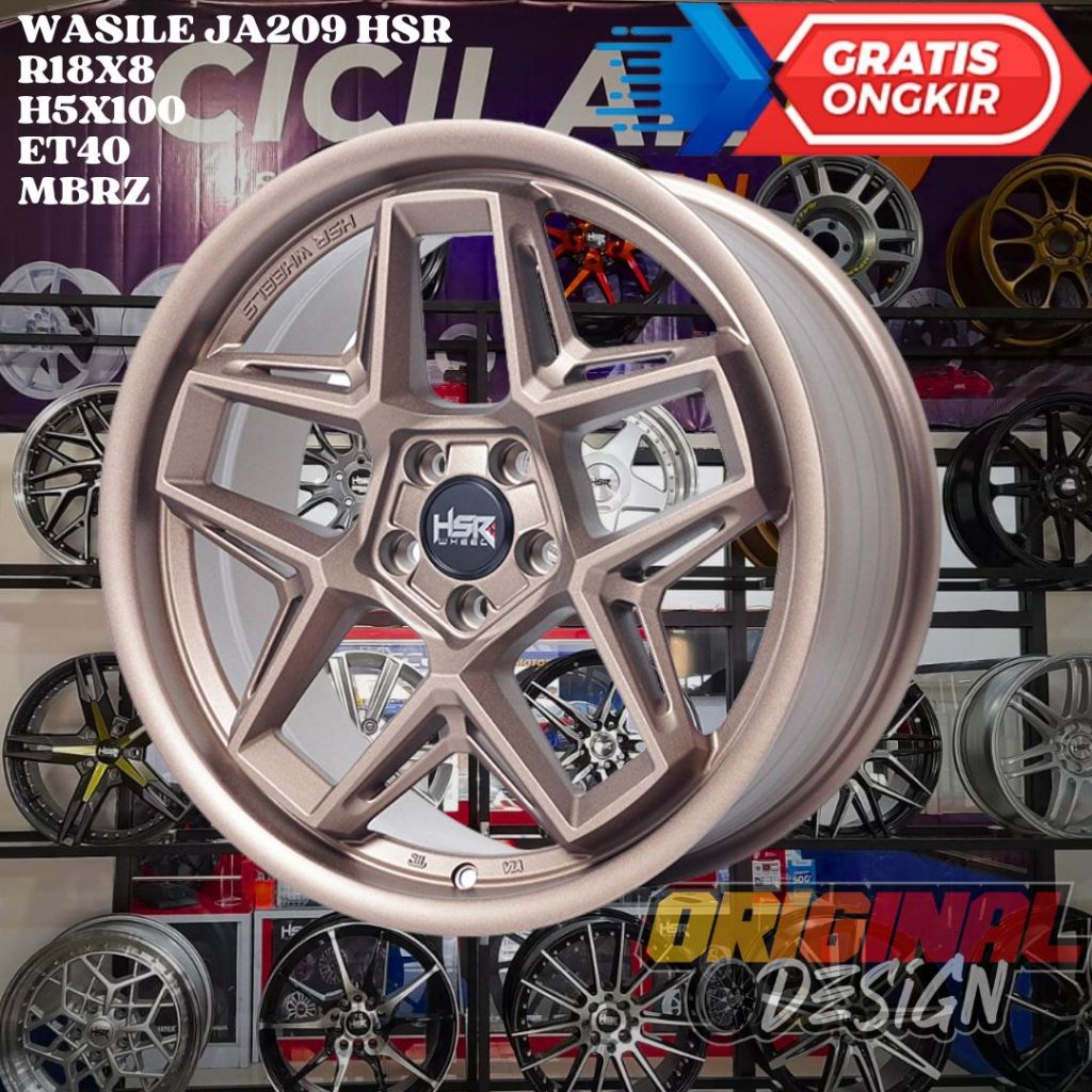 Velg Mobil Ring 18 HSR WASILE R18 LEBAR 8 BAUT 5 PCD 5X100 ET40 BRONZE