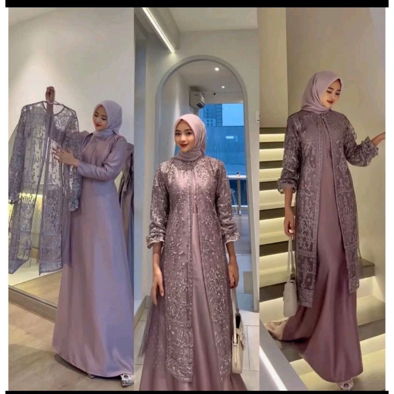 BTS RADIFA SET OUTER BRUKAT MOTIF MIX TILE DOT ONE STE GAUN KONDANGAN MEWAH