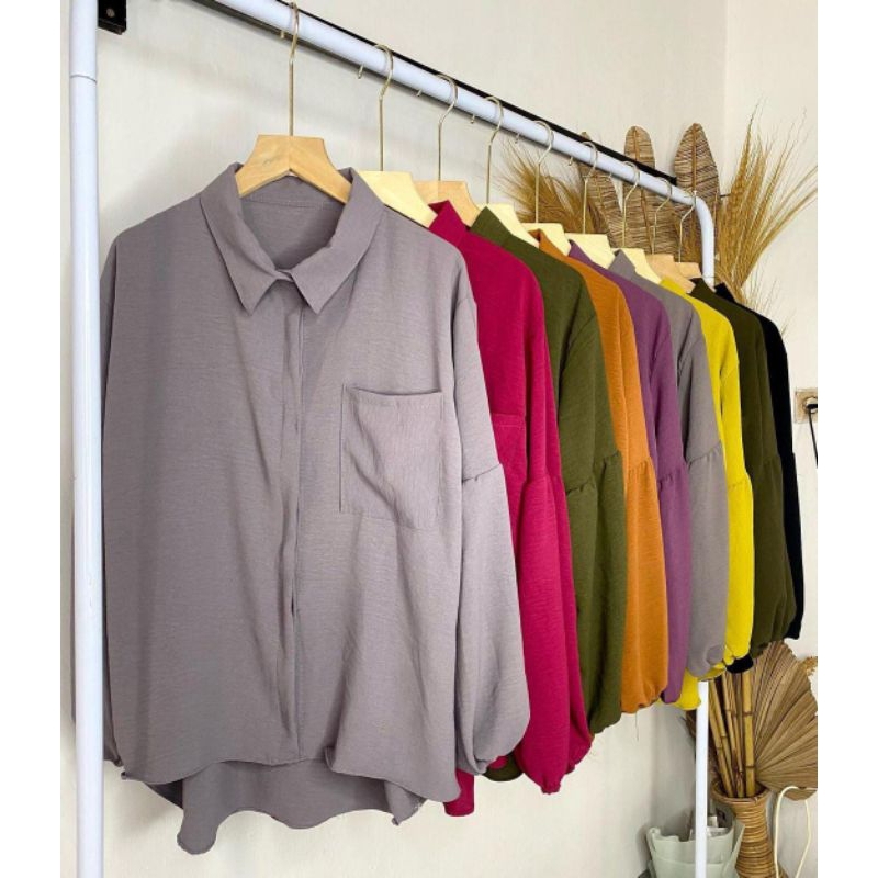Linka blouse crinkle premium | kemeja atasan crinkle premium