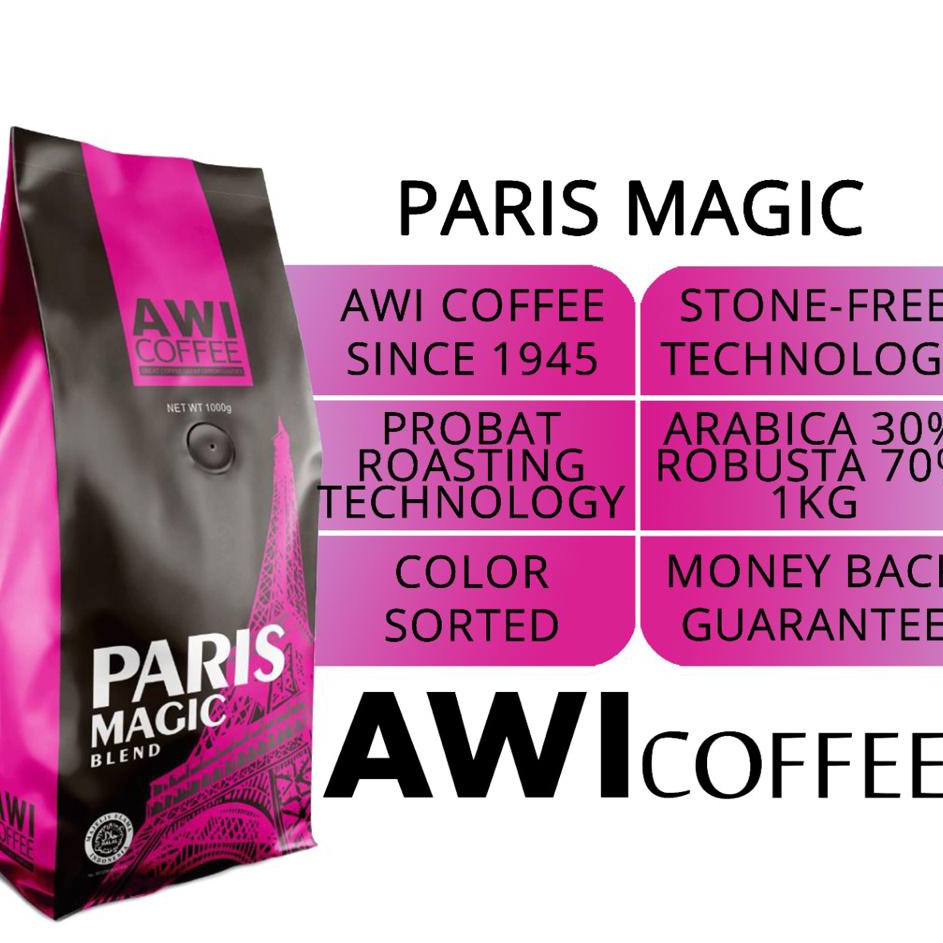 

[KODE PRODUK FSCV97152] KOPI IKALANG | Paris Magic Blend for Cafe 1kg Bubuk / Powder | AWI COFFEE