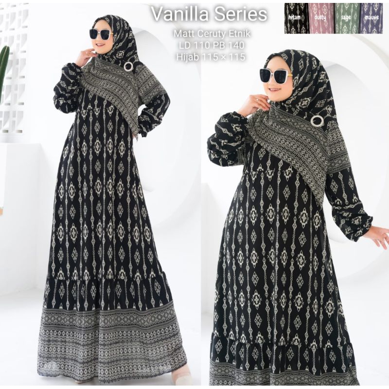 Gamis set hijab vanilla etnik
