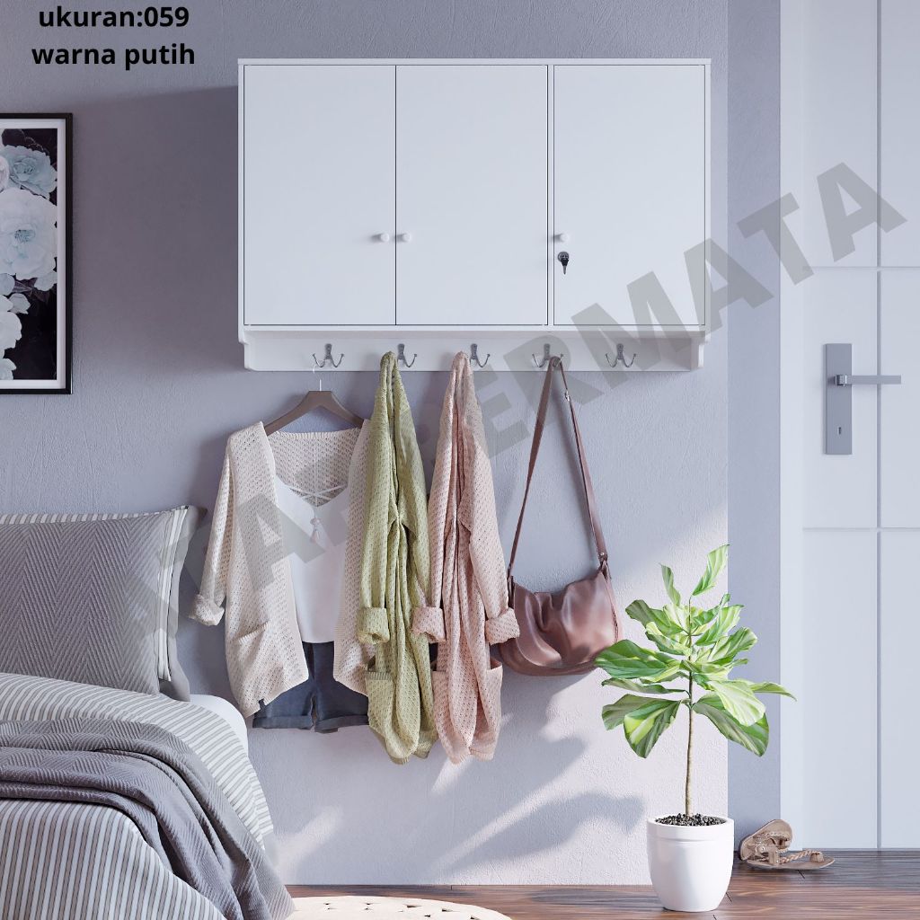 Lemari pakaian atas 3 Pintu serbaguna tempel dinding Gantung multifungsi Lemari Gantung Dinding