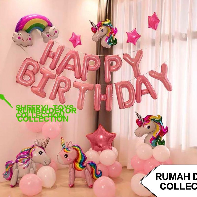 [Paket]Dekorasi ulang tahun anak unicorn