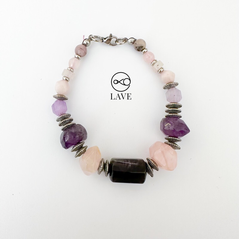 Amethyst Rose Quartz Crystal Bracelet