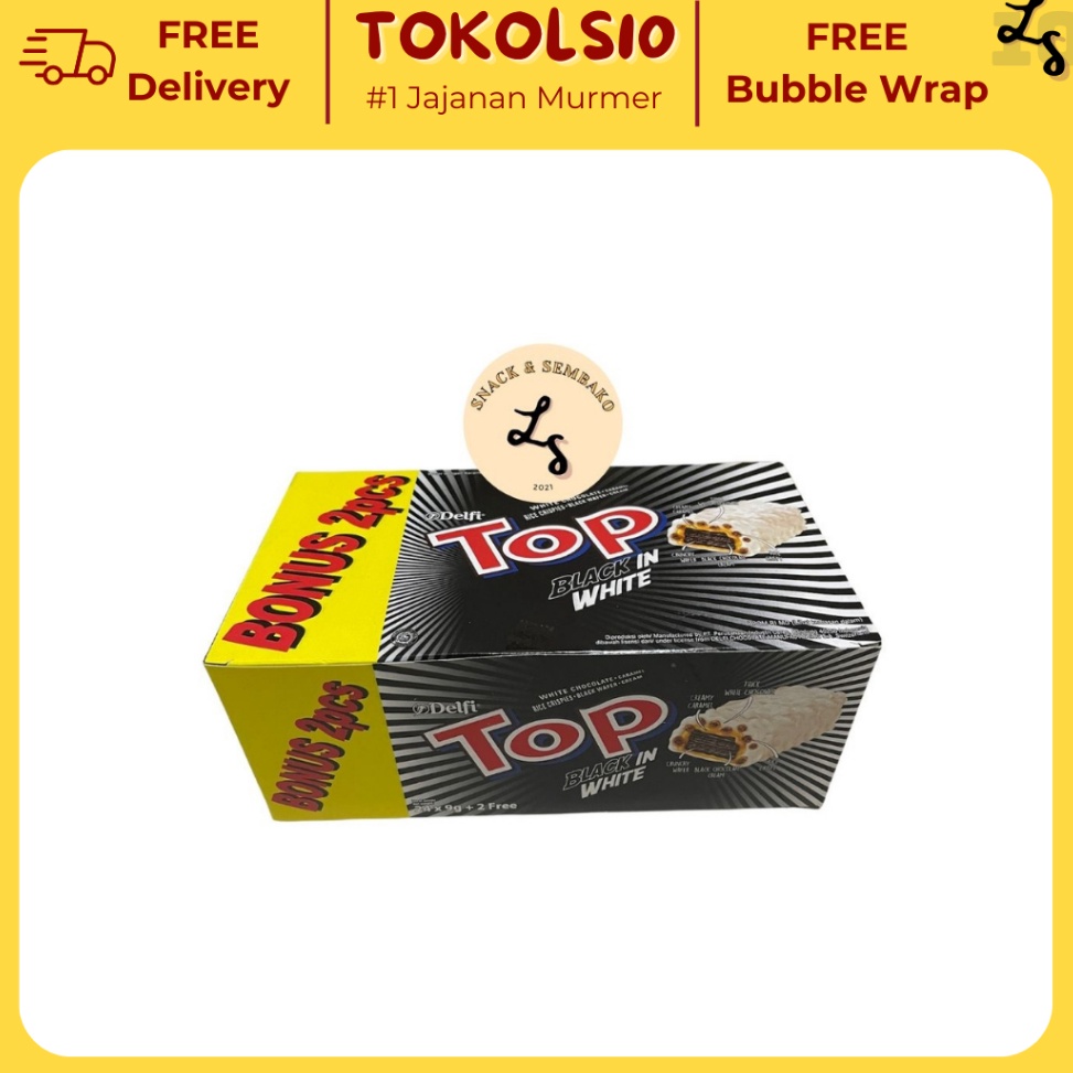 

[KODE AHQCC] Delfi Top Wafer Box Coklat/Black in White - 1 Box 24pcs + 2 Free x 9gr