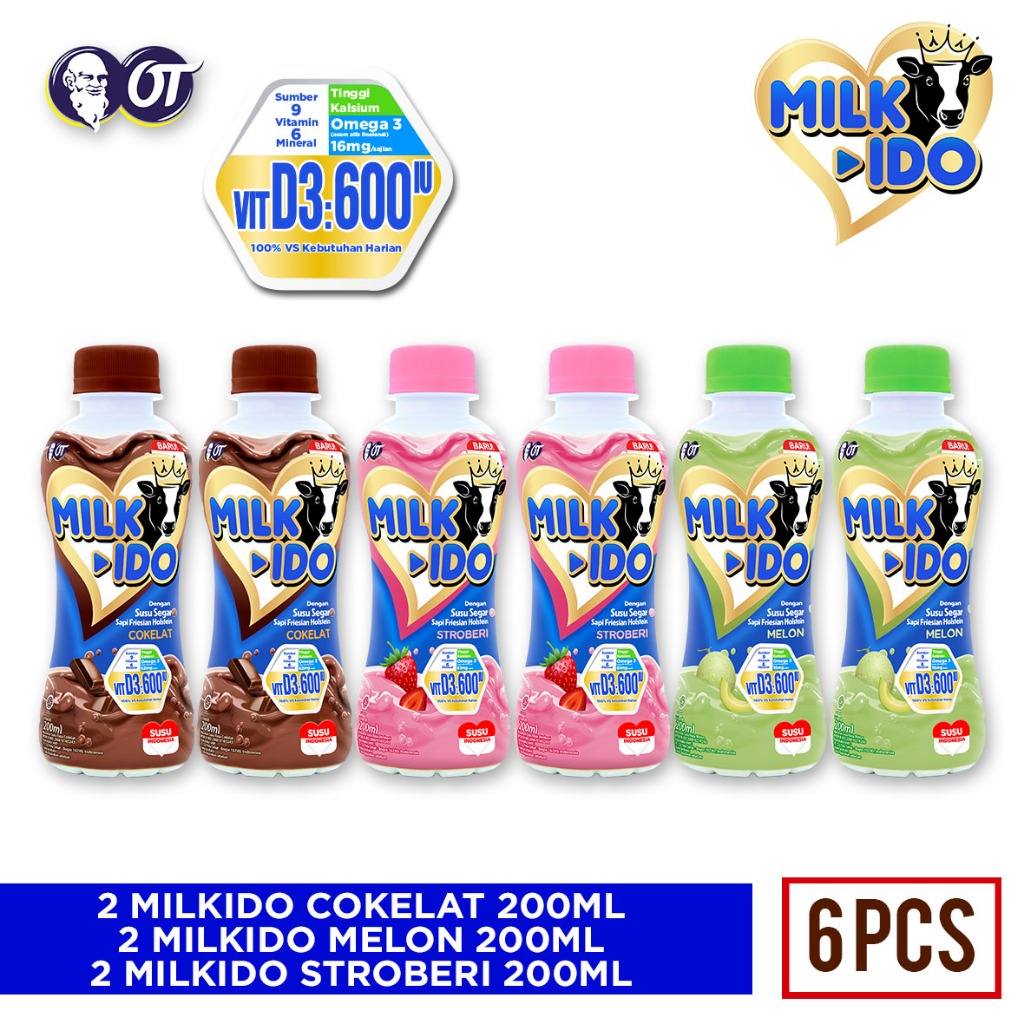 

PAKET SUSU MILKIDO 200ml MIX COBERILON [6 Pcs]