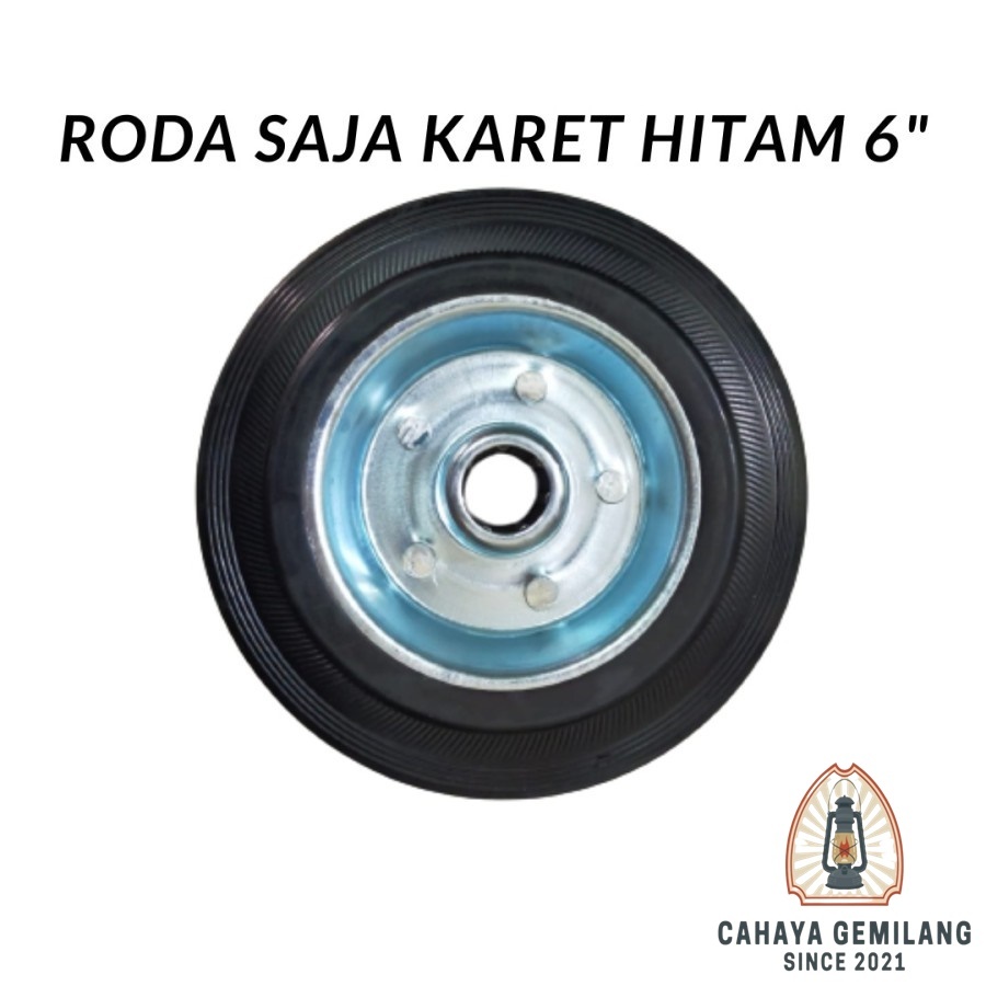 Roda Karet Hitam 6" Inch 16 cm Roda Saja PU Trolley Ban Mati Etalase Meja Gerobak Troli Wheel Only 1