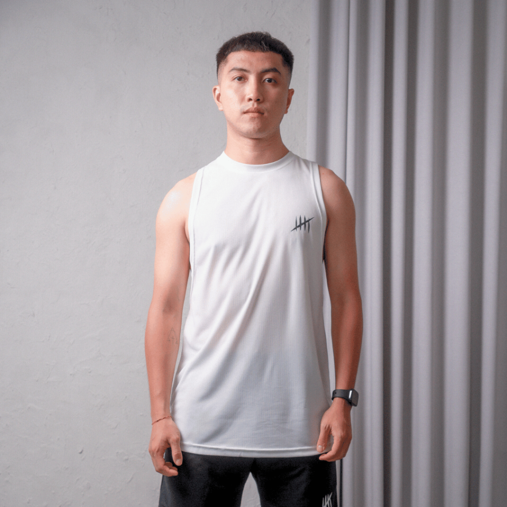 DONSON Sportswear Simple Low Cut Singlet Dalaman Tanktop Olahraga Kasual Sport Extra Fine Polyester White