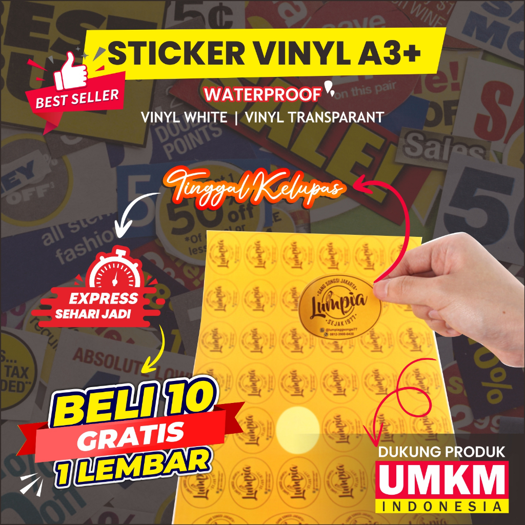 Cetak Stiker Label Vinyl A3+ & Kiss Cut