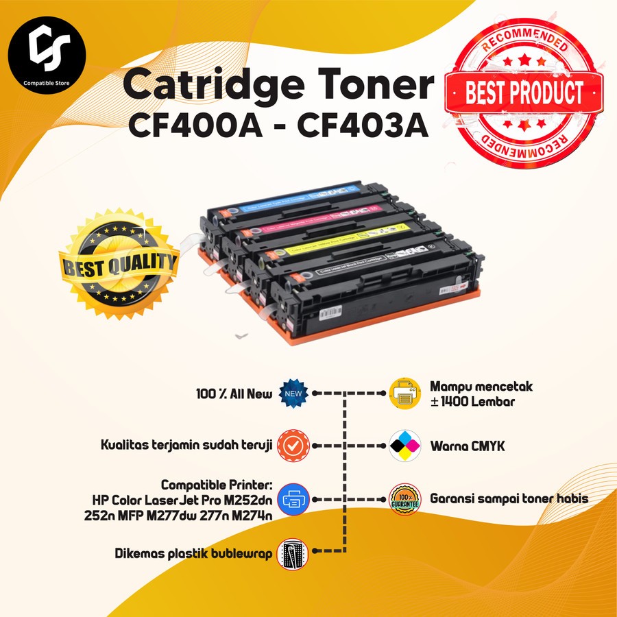TONER HP CARTRIDGE COMPATIBLE UNIVERSAL CF400 CF401 CF402 CF403 M252dn