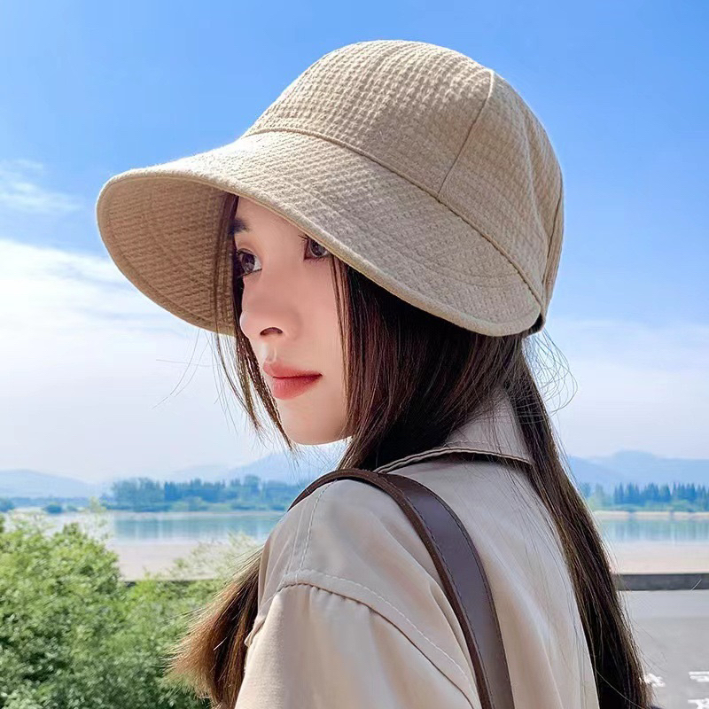 Topi bucket gaya baseball premium aksesoris V3I0 ANTI UV cewek hijab fashion murah pantai cod polos 