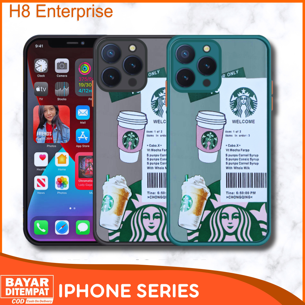 Case iPhone X Xs XR XS Max 11 11 Pro 11 Pro Max 12 12 Pro Max 13 13 Pro Max Casing Starbucks Hybrid 