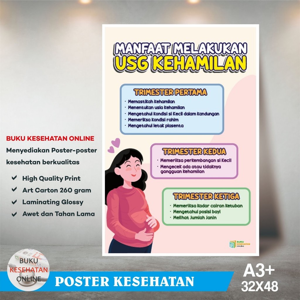 Poster Kesehatan - MANFAAT MELAKUKAN USG KEHAMILAN - Laminating Glossy
