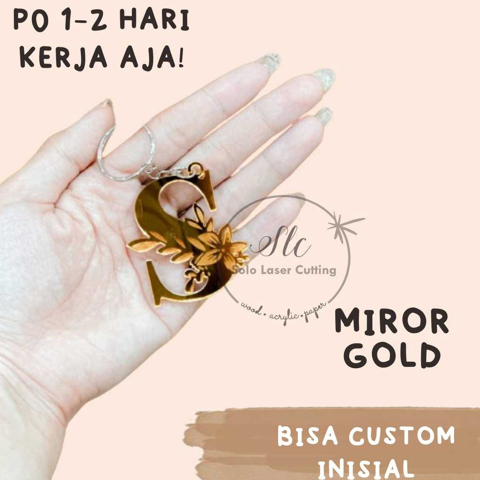 Gantungan Kunci Inisial Broch/Brosh Inisial Nama akrilik warna custom nama termurah