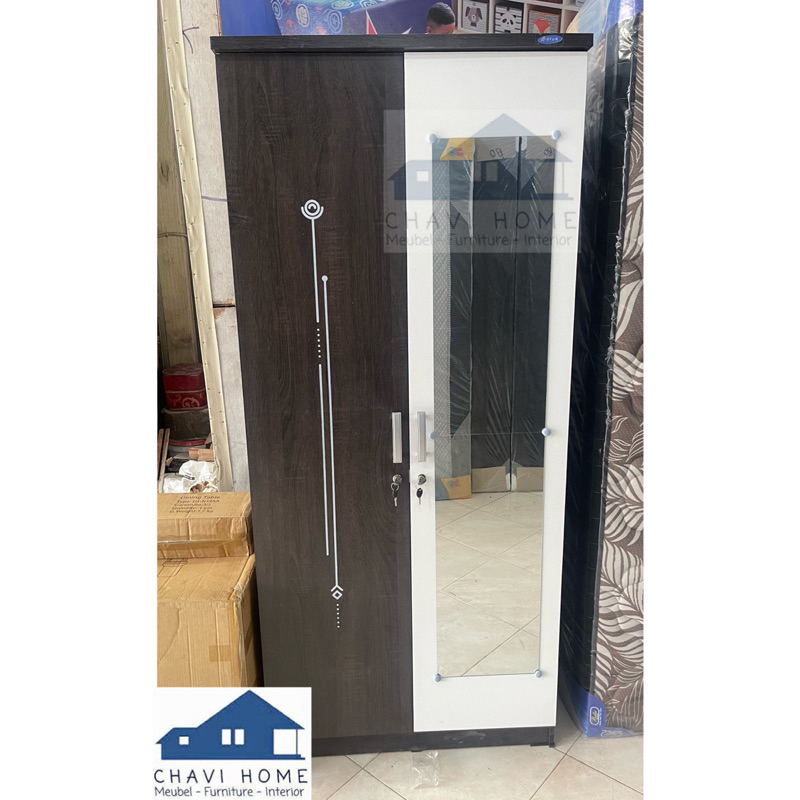 lemari pakaian lemari baju lemari 2 pintu gstar dark white