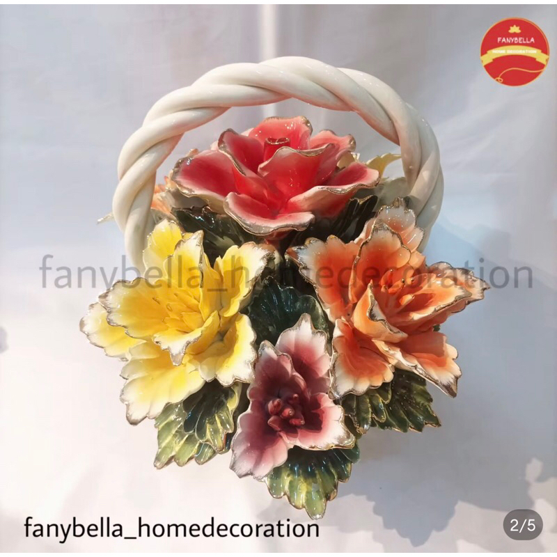 bunga capodimonte / bunga keramik / pajangan keramik / dekorasi rumah / hiasan meja / aksesoris meja