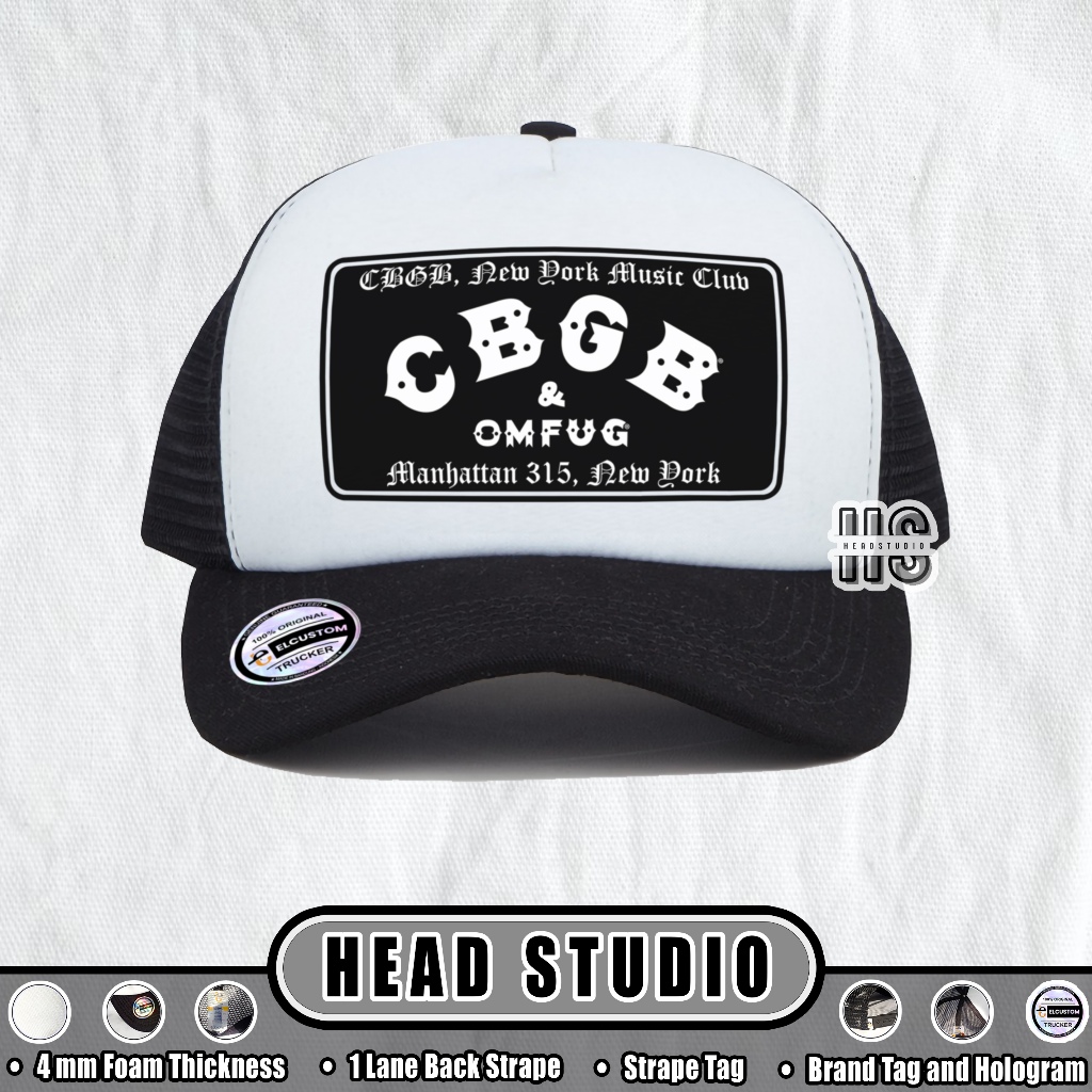 Headstudio - Topi Jaring Band CBGB -  Fanart Kotak Chrome Allsize Snapback Pria Wanita Cewe Cowo
