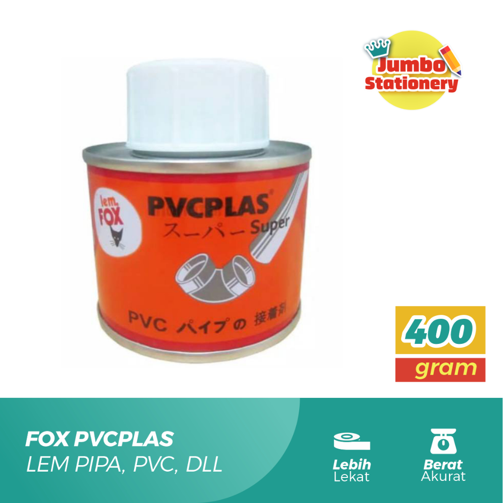 Lem Fox PVCPlas Kaleng 400 gram Lem Pipa Lem PVC