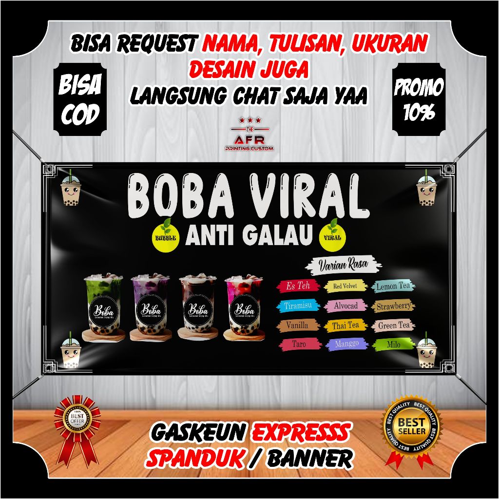 Spanduk, Banner Minuman Boba Spanduk Es Boba Viral Anti Galau Banner Minuman Es Boba Spanduk Backdro