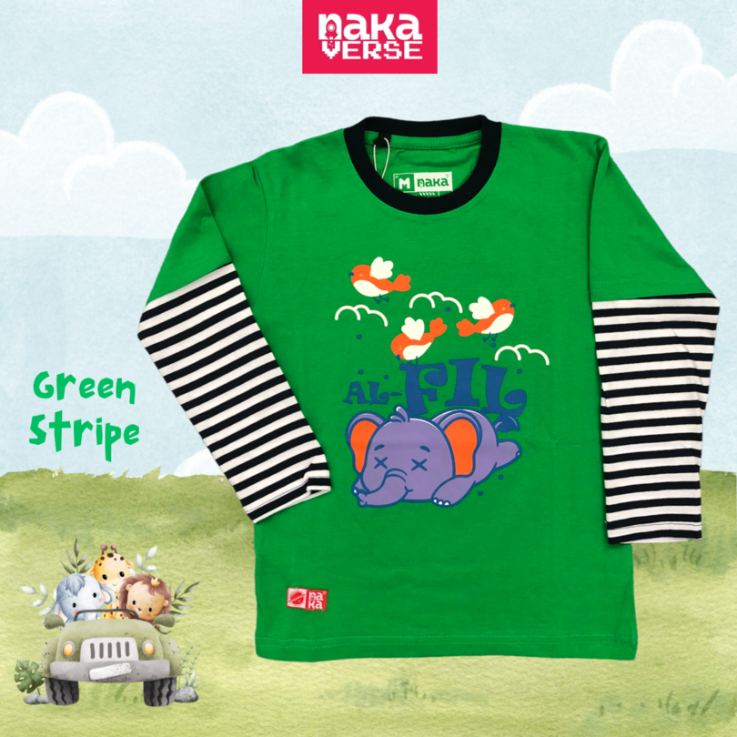 NAKAKIDS AL Fil Hijau Fuji Kaos Anak Islami Unisex