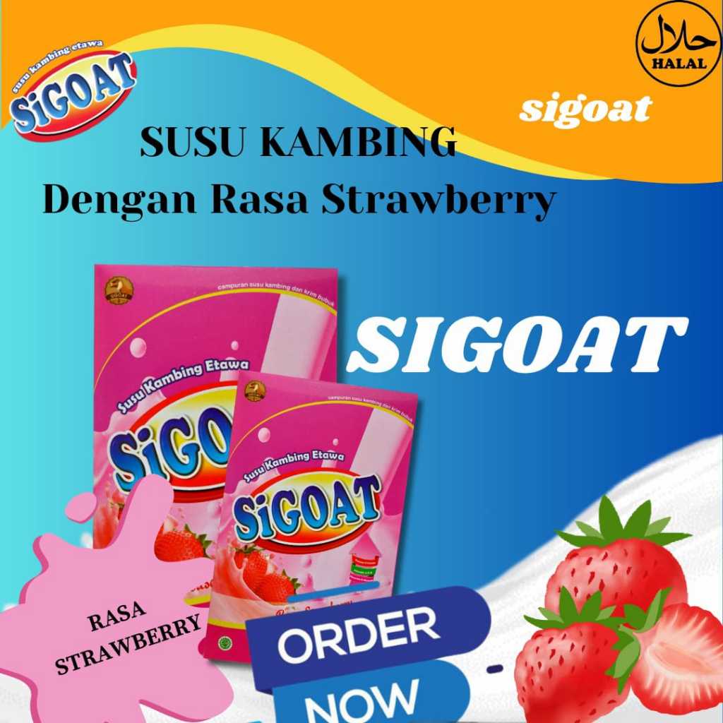 

1 BOX SIGOAT STRAWBERRY SUSU KAMBING ETAWA BUBUK ORIGINAL MURAH ATASI NYERI LUTUT TULANG SENDI ASAM URAT BATUK MENAHUN ASMA PARU-PARU