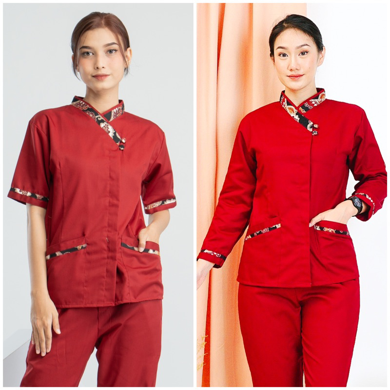 MEGAN Rosewood Maroon seragam baju suster/ nanny uniform/ hotel uniform/ spa