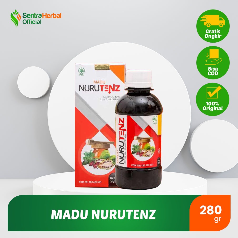 Madu Nurutenz 280gr - herbal Meringankan gejala hipertensi.